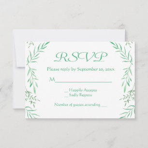 Landelijk groen RSVP-aquarel bladeren varens blad RSVP Kaartje