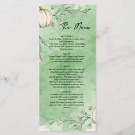 Landelijk groene herfstpompoen trouwmenu menu