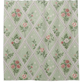 Landelijk groene vintage bloem douchegordijn