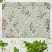 Landelijk groene vintage bloem theedoek (Gevouwen)