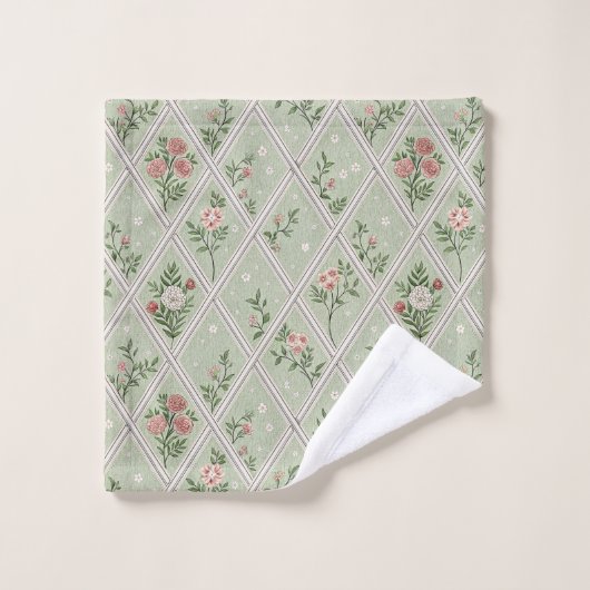 Landelijk groene vintage bloem washandje (Wasdoekje)