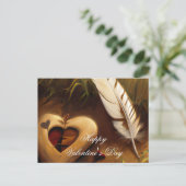 Landelijk hart- en veer-valentijn briefkaart (Staand voorkant)