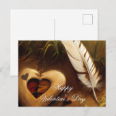 Landelijk hart- en veer-valentijn briefkaart (Voorkant / Achterkant)