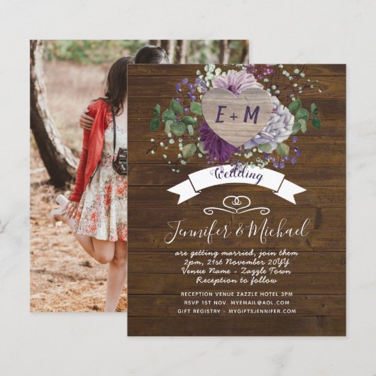 Landelijk Hart FOTO Paars Blauw Bloemmotief Boerde (Voorkant / Achterkant)