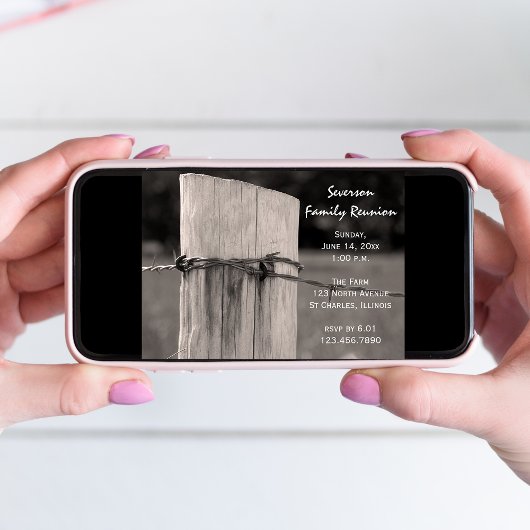 Landelijk hek Post Family Reunion Barn Party Kaart