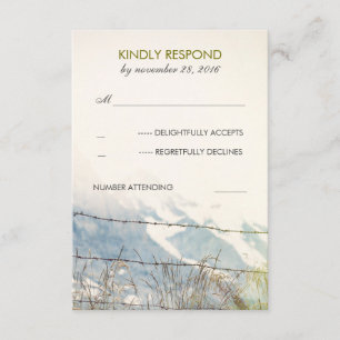 Landelijk hek prikkeldraad rustieke bruiloft RSVP Kaartje