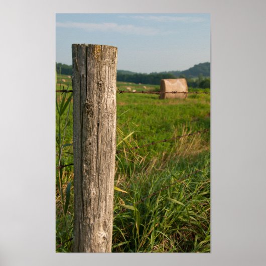 Landelijk hekwerk en hooibalen poster (Voorkant)