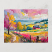 Landelijk herfstlandschap Moderne Abstracte kunst Briefkaart (Voorkant)