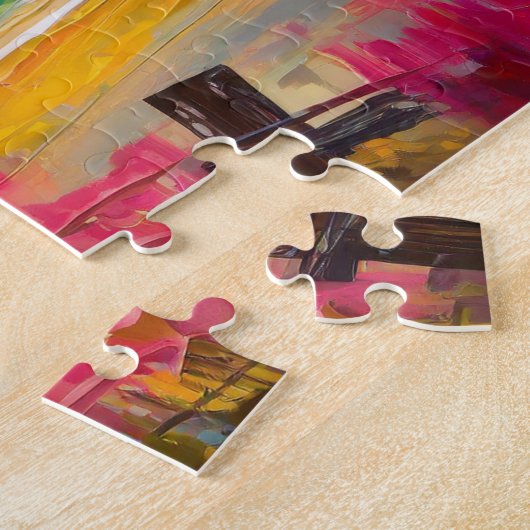 Landelijk herfstlandschap Moderne Abstracte kunst Legpuzzel (Zijkant)