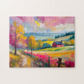 Landelijk herfstlandschap Moderne Abstracte kunst Legpuzzel (Horizontaal)