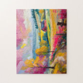 Landelijk herfstlandschap Moderne Abstracte kunst Legpuzzel (Verticaal)