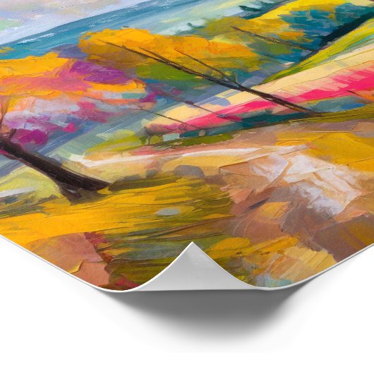 Landelijk herfstlandschap Moderne Abstracte kunst Poster (Hoek)