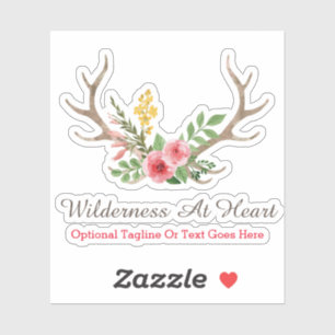 Landelijk hertengewei Boheemse bloem waterverf log Sticker