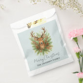 Landelijk hertenhoofd in bosomgeving met winterfol bedankzakje (Gezegeld)