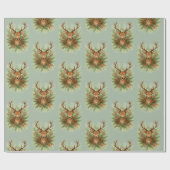 Landelijk hertenhoofd met winterfoliage - cadeaupapier (Vlak)