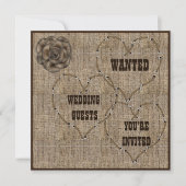 Landelijk Hessian Burlap Wedding Kaart (Voorkant)
