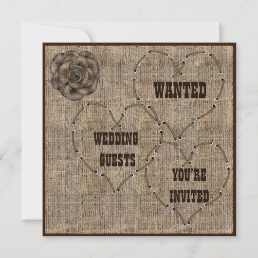 Landelijk Hessian Burlap Wedding Kaart (Voorkant)