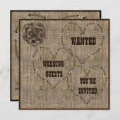 Landelijk Hessian Burlap Wedding Kaart (Voorkant / Achterkant)