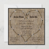Landelijk Hessian Burlap Wedding Kaart (Achterkant)