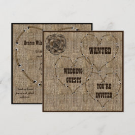 Landelijk Hessian Burlap Wedding Kaart