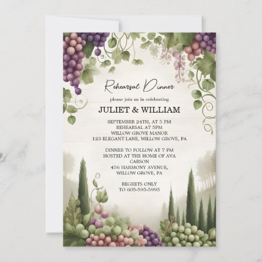 Landelijk hout fruit Ivy wijngaard repetitie diner Kaart (Voorkant)