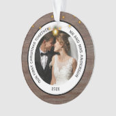 Landelijk Houten Eerste Kerstmis Samen Als Koppel Ornament (voorkant)