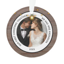 Landelijk Houten Eerste Kerstmis Samen Als Koppel