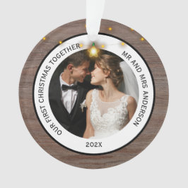 Landelijk Houten Eerste Kerstmis Samen Als Koppel Ornament