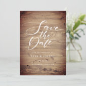 Landelijk Houten Land Script Save The Date (Staand voorkant)
