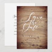 Landelijk Houten Land Script Save The Date (Voorkant / Achterkant)