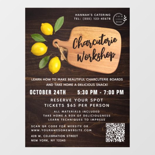 Landelijk houten snijplank Citrus kookscript Raamsticker (Vel)