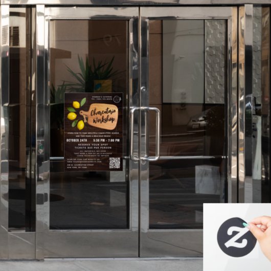 Landelijk houten snijplank Citrus kookscript Raamsticker (Kantoordeur)