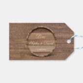 Landelijk Houten Trouwvat-monogram Cadeaulabel (Voorkant (Horizontaal))