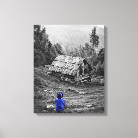 Landelijk Huis Landschap Minimalistische Fotografi Canvas Afdruk (Voorkant)