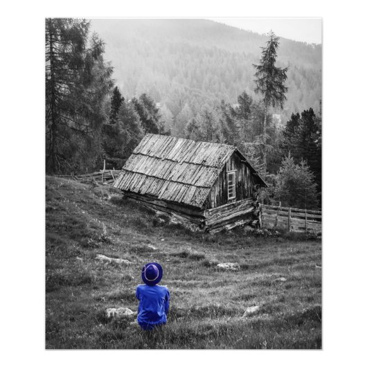 Landelijk Huis Landschap Minimalistische Fotografi Foto Afdruk (Voorkant)