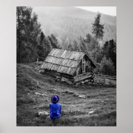 Landelijk Huis Landschap Minimalistische Fotografi Poster