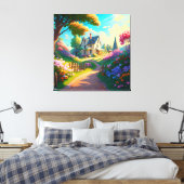 Landelijk huis met bloemen tuin canvas afdruk (Insitu (Slaapkamer))