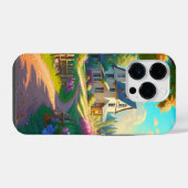 Landelijk huis met bloemen tuin iPhone hoesje (Achterkant horizontaal)