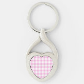 Landelijk huis roze ruit hart sleutelhanger (Voorkant)