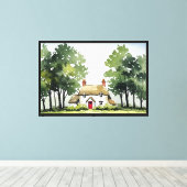 Landelijk huisje canvas afdruk (Insitu (Houten vloer))