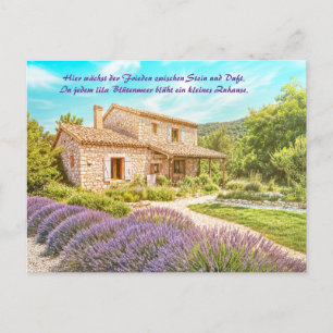 Landelijk huisje met Lavendel Garden Landschap Feestdagenkaart