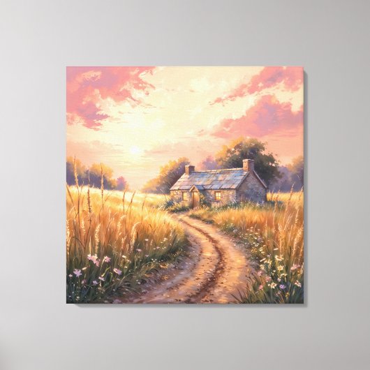 Landelijk huisje - Schilderachtig landschap Canvas Afdruk (Voorkant)