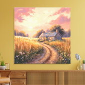 Landelijk huisje - Schilderachtig landschap Canvas Afdruk (Insitu (Woonkamer))