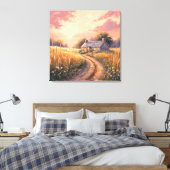 Landelijk huisje - Schilderachtig landschap Canvas Afdruk (Insitu (Slaapkamer))