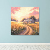 Landelijk huisje - Schilderachtig landschap Canvas Afdruk (Insitu (Houten vloer))