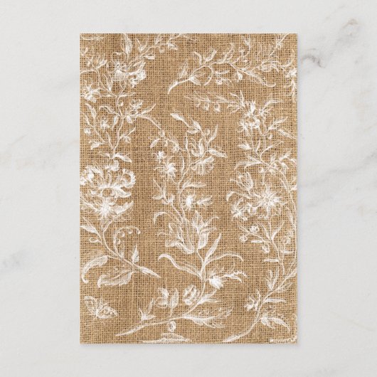 Landelijk jute en kant bedank bruiloft informatiekaartje (Achterkant)