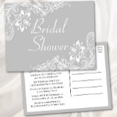 Landelijk kant grijs wit kanten elegant bruidsdouc uitnodiging briefkaart