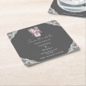 Landelijk kant Metselwerkpot Grijs Bewaar de datum Kartonnen Onderzetters (Schuin)