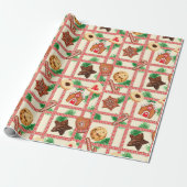Landelijk kerst geruit & koekjes cadeaupapier (Uitgerold)