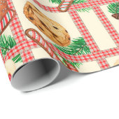 Landelijk kerst geruit & koekjes cadeaupapier (Rol Hoek)